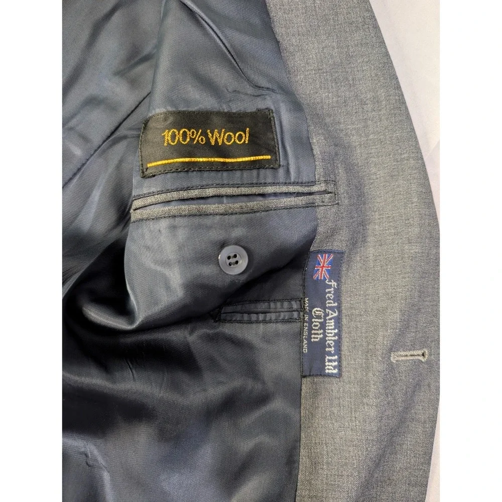 Savile Row Men's Charcoal Gray 100 % Wool Blazer Fred Ambler England 2Button 42R